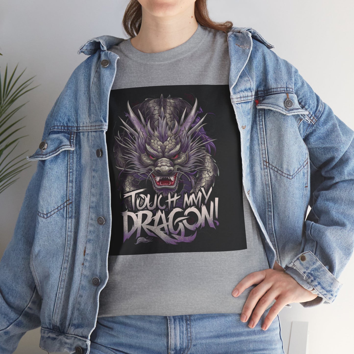 Want to Touch My Dragon? - Red - Unisex Heavy Cotton Tee