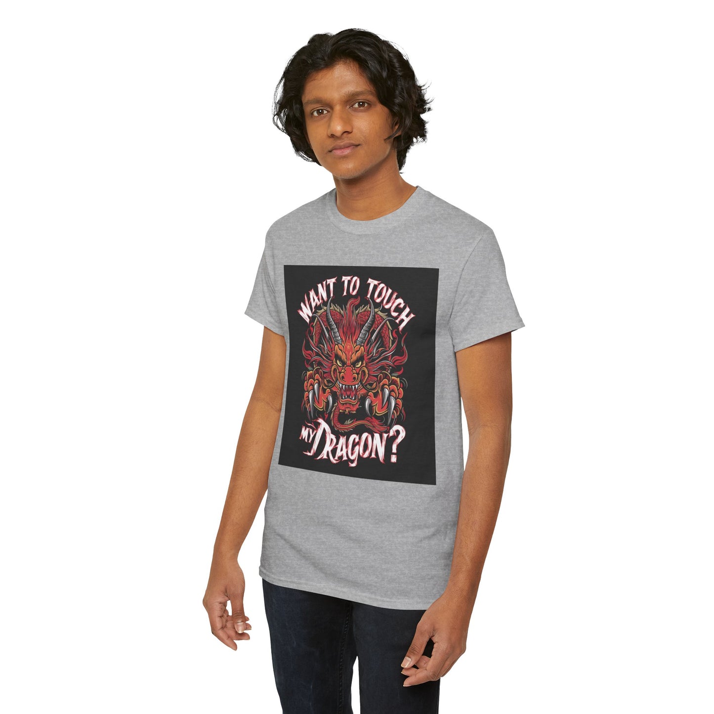 Want to Touch My Dragon? - Red -Unisex Heavy Cotton Tee