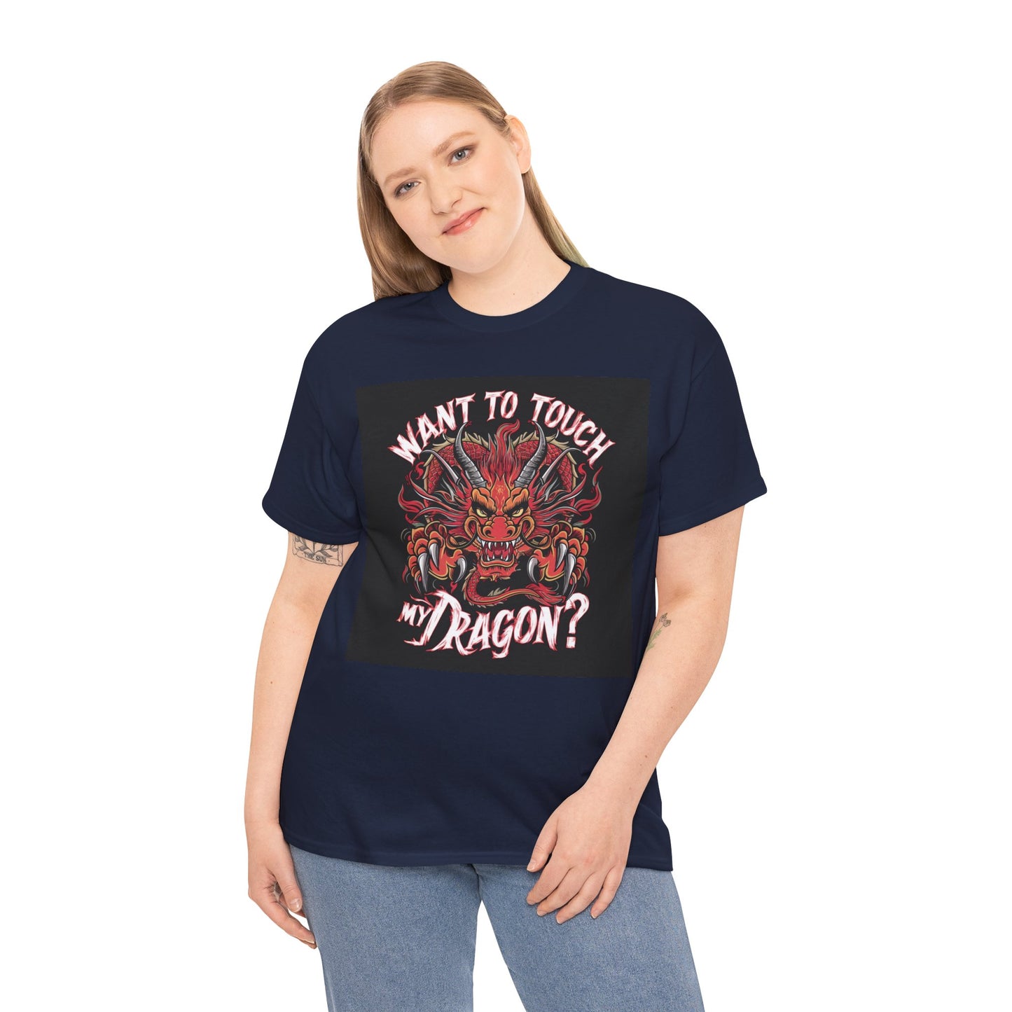 Want to Touch My Dragon? - Red -Unisex Heavy Cotton Tee