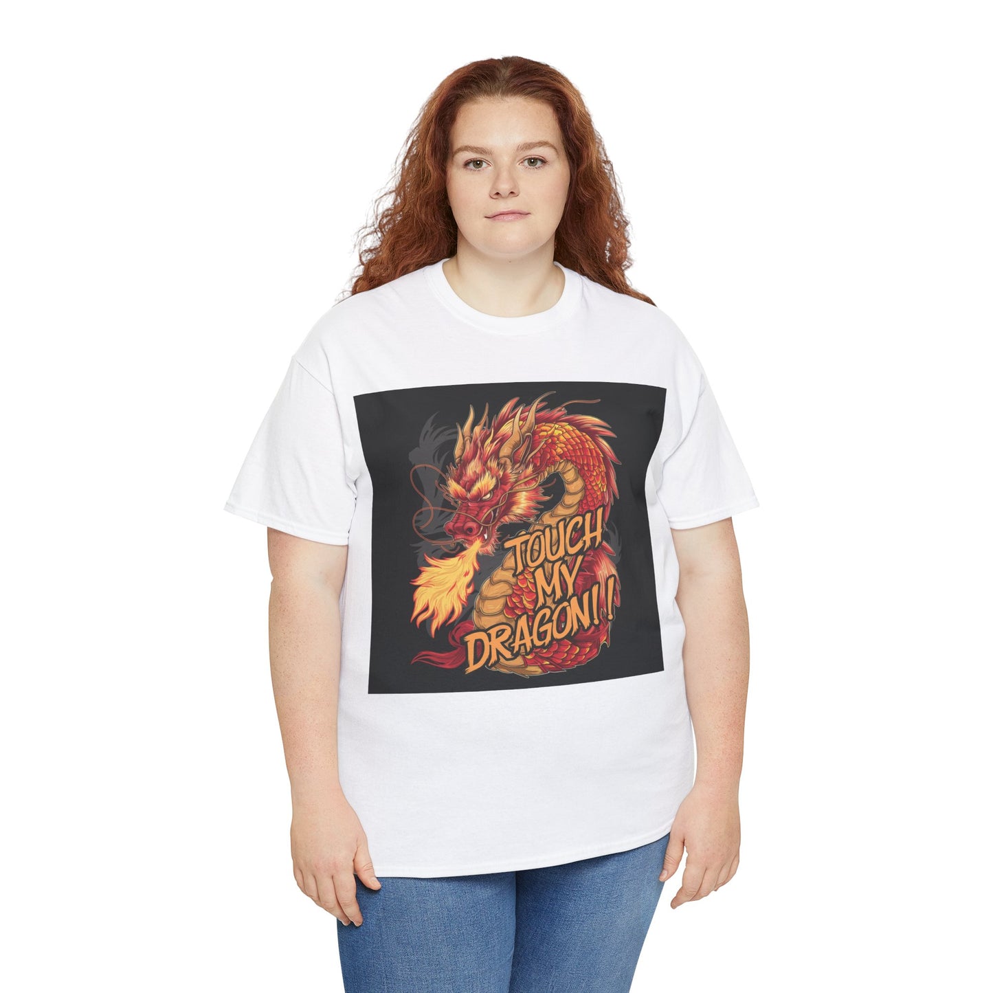 Touch My Dragon! - Red - Unisex Heavy Cotton Tee