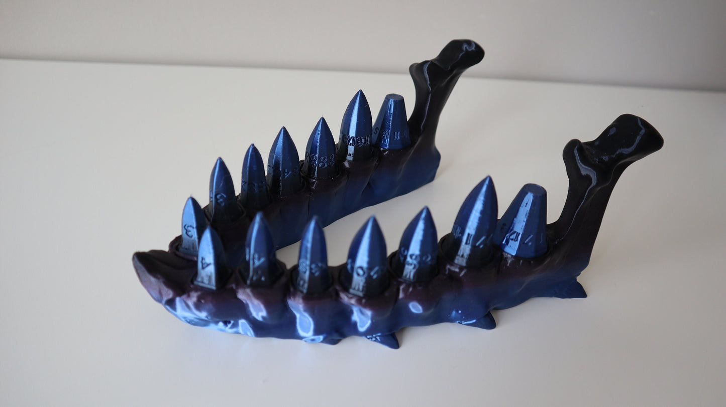 Dragon Teeth Dice sets, Dragon Jaw Bone, DnD Fantasy Tabletop Role Play RPG, 2x (d2, d4, d6, d10, d12, d20, d100) Dungeons and Dragons D&D