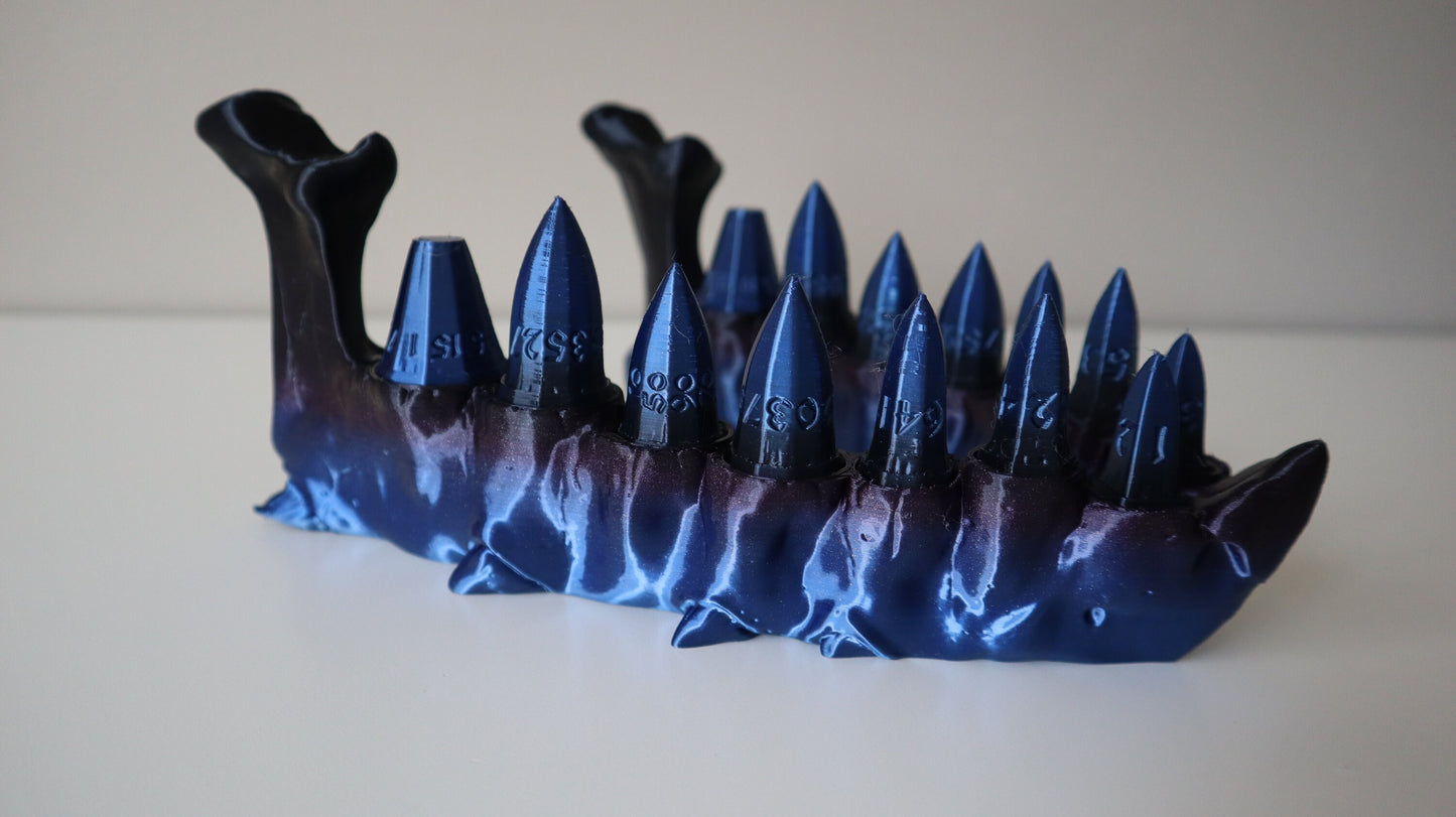 Dragon Teeth Dice sets, Dragon Jaw Bone, DnD Fantasy Tabletop Role Play RPG, 2x (d2, d4, d6, d10, d12, d20, d100) Dungeons and Dragons D&D