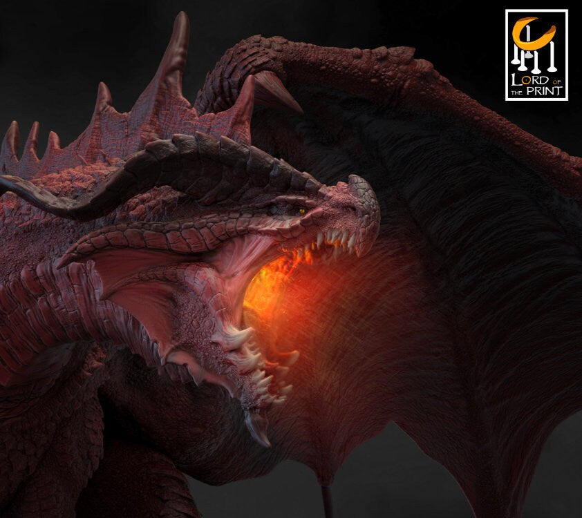 Legendary Red Dragon Ancient Chromatic | Elder Red Dragon for a BBEG | Base can be a castle or a rock | DnD Roleplay games RPG Many sizes