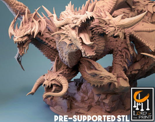 Tiamat Legendary Dragon Queen | Lord of the Print Fantasy Model | Pathfinder, D&D, Tabletop Gaming, Role Play Miniature | 28mm and 32mm Mini