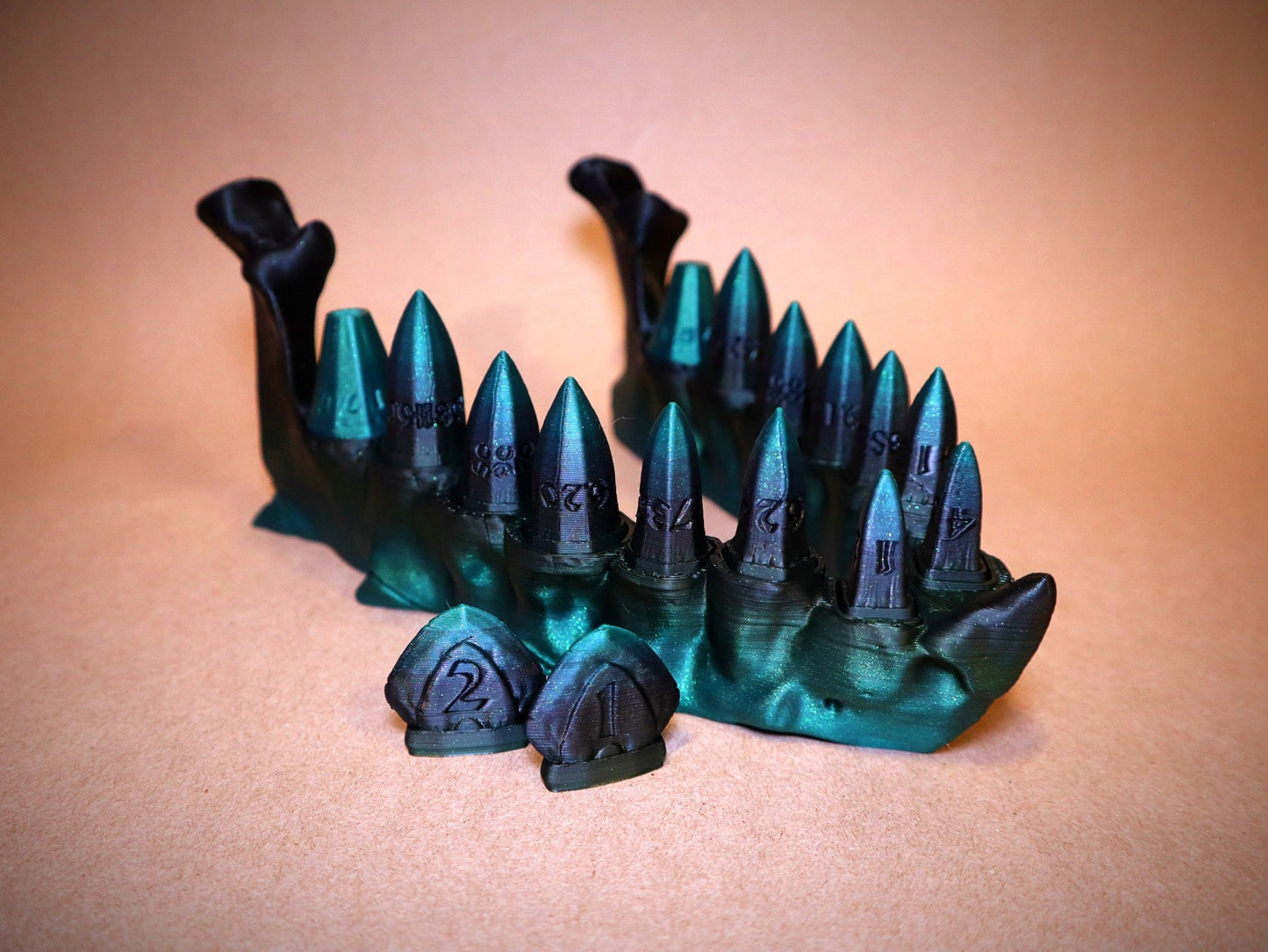 Dragon Teeth Dice sets, Dragon Jaw Bone, DnD Fantasy Tabletop Role Play RPG, 2x (d2, d4, d6, d10, d12, d20, d100) Dungeons and Dragons D&D