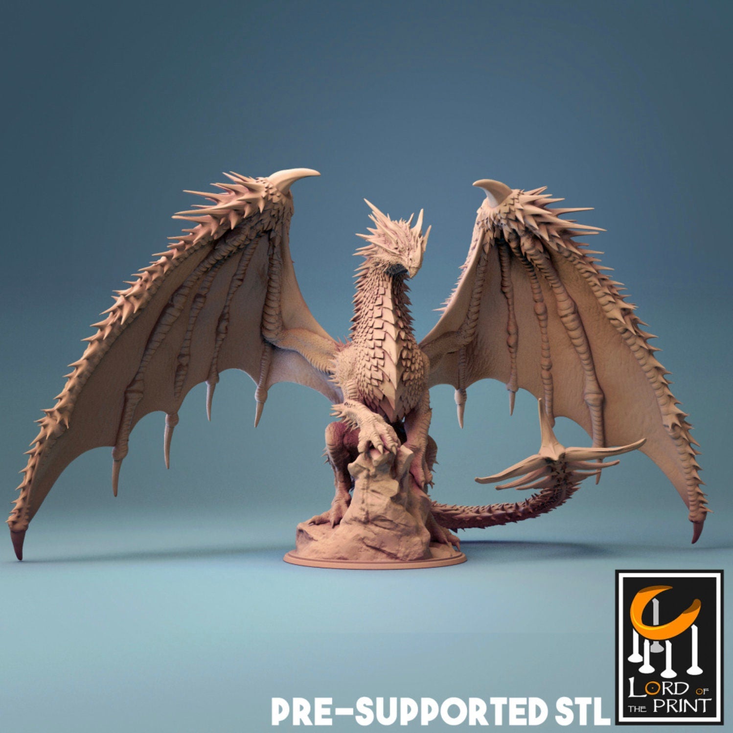 Elder Brown Dragon Miniatures by popular Lord of the Print, 3D Printed DnD Mini, Customizable, with Hand-painted Option, Dungeons and Dragons