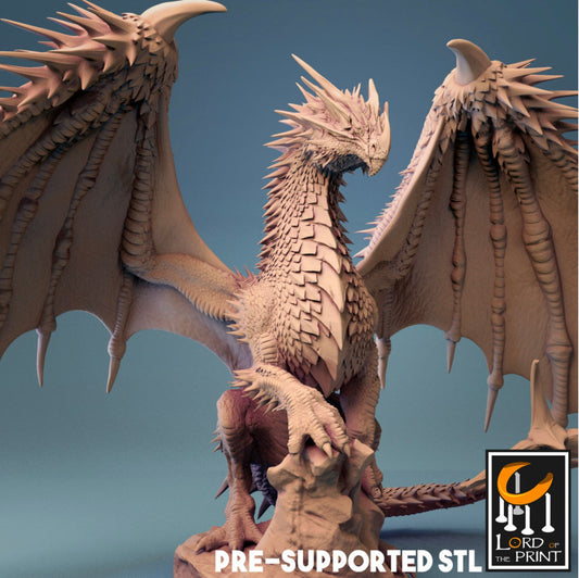 Elder Red Dragon Miniature | Ancient Red Dragon | DnD and Pathfinder or RPG tabletop game | Physical 3D Resin Mini | Lord of the Print
